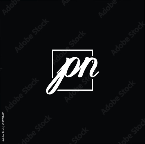 Minimal elegant monogram art logo. Outstanding professional trendy awesome artistic PN NP initial based Alphabet icon logo. Premium Business logo White color on black background