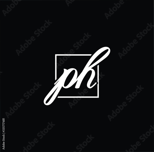 Minimal elegant monogram art logo. Outstanding professional trendy awesome artistic PH HP initial based Alphabet icon logo. Premium Business logo White color on black background