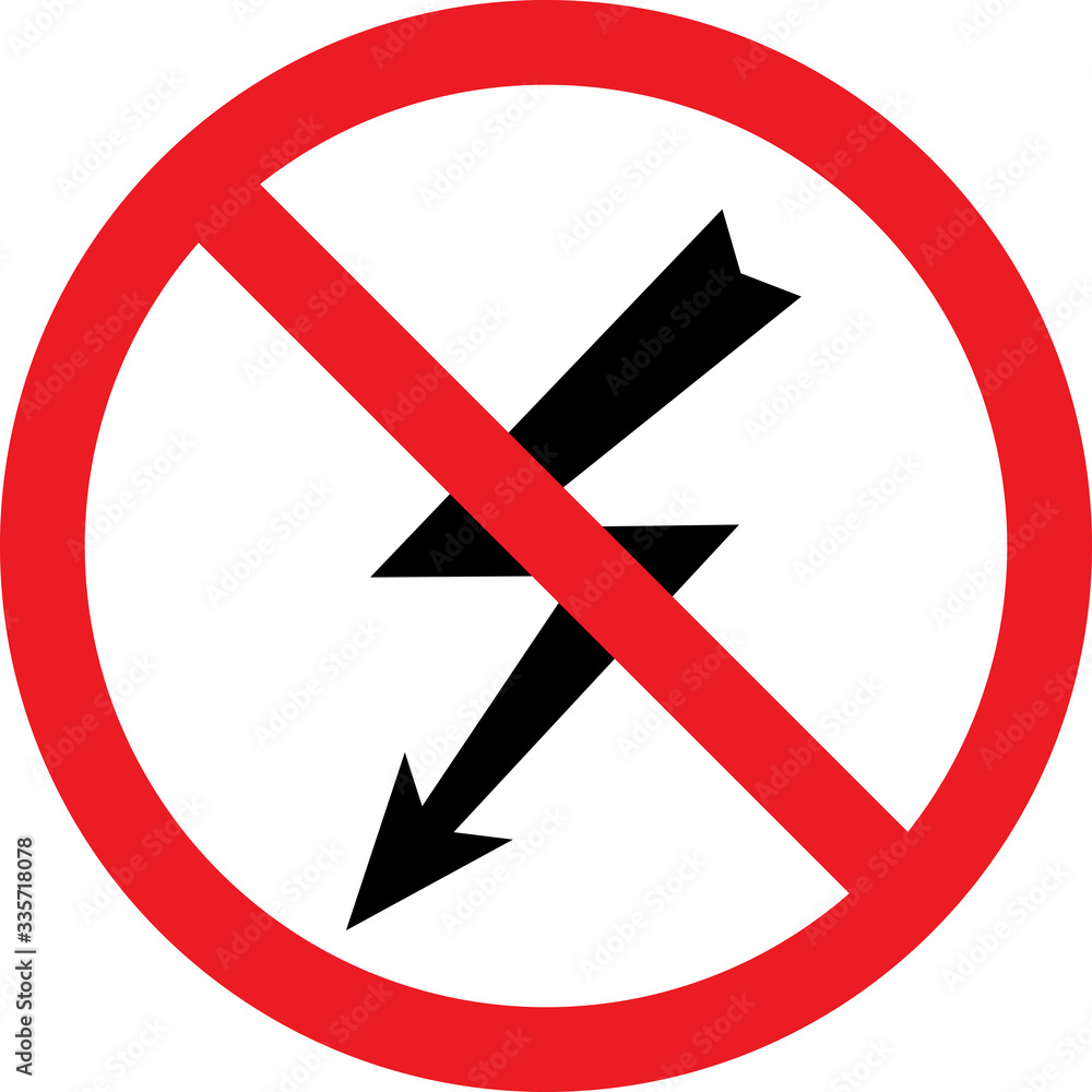 Do not use on electric equipment sign. Red circle background. Do not use on electric equipment sign. Red circle background.