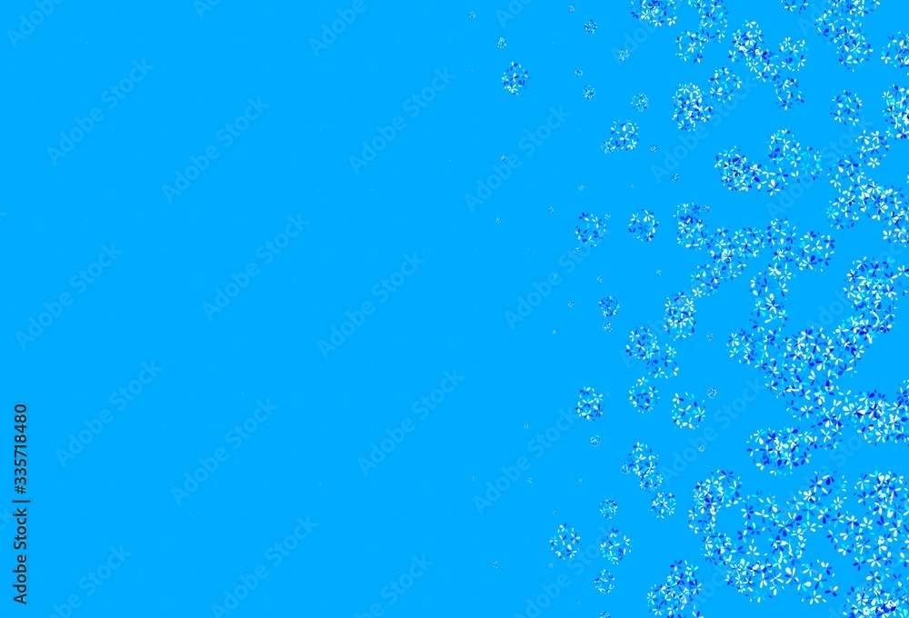 Light BLUE vector abstract background with leaves.