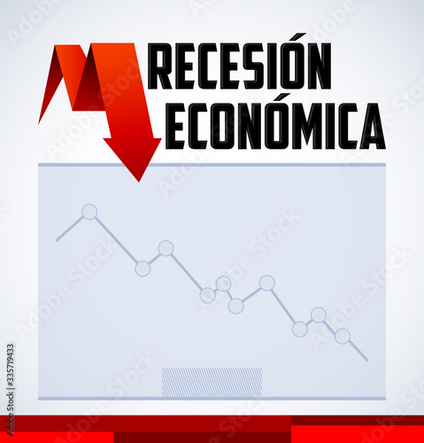 Recesion Economica, Economic Recession in Spanish text vector design.