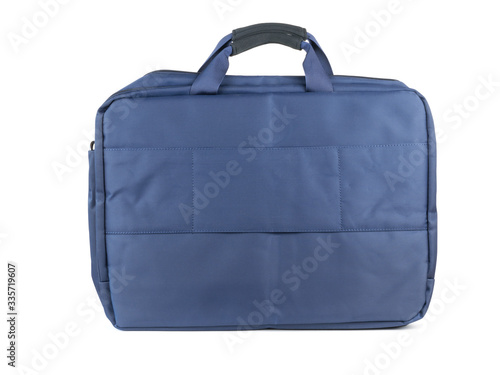 Blue laptop bag isolated on a white background.