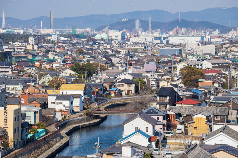 Obraz premium Cityscape of Marugame city , Kagawa, Shikoku, Japan 