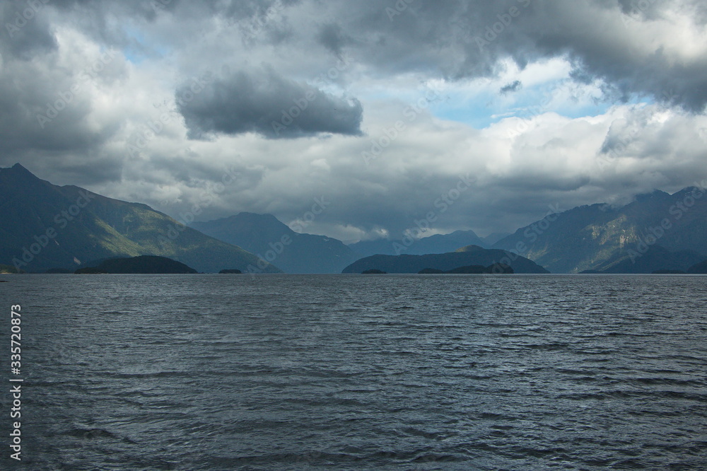 Cloudy weather on Lake Manapouri in Fiordland National Park in Southland on South Island of New Zealand
Cloudy weather on Lake Manapouri in Fiordland National Park in Southland on South Island of New Zealand