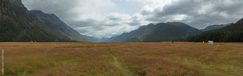 Eglinton Valley in Fiordland National Park in Southland on South Island of New Zealand
