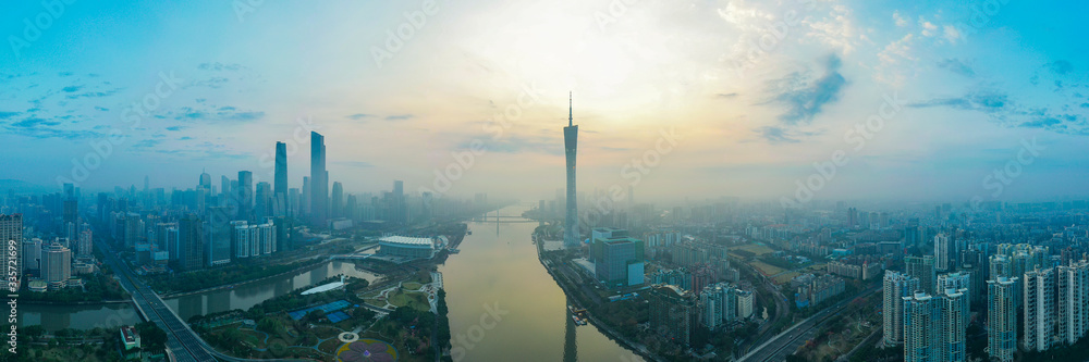Aerial photos of the skyline of Guangzhou, China