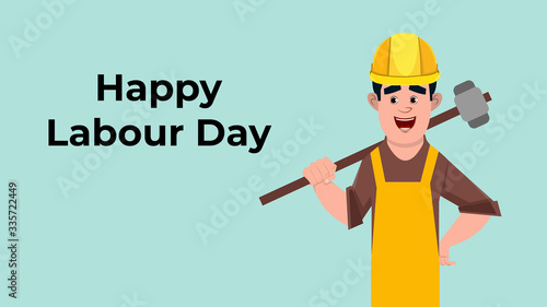Happy labour day banner illustration
