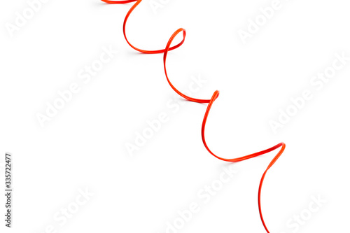 red double wire cable isolated on a white background