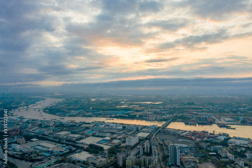 Aerial photo of the eastern city of Guangzhou, China Aerial photo of the eastern city of Guangzhou, China