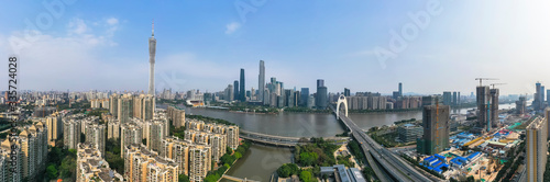 Aerial photos of CBD on both sides of Pearl River in Guangzhou, China