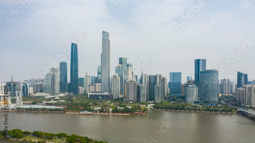 Aerial photos of CBD on both sides of Pearl River in Guangzhou, China © zhonghui