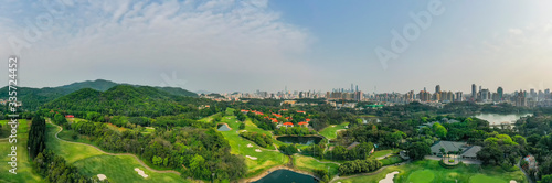 Luhu Park and Guangzhou city skyline, Guangzhou, China
