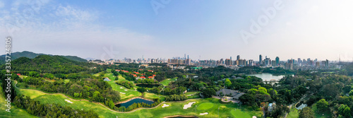 Photography Luhu Park and Guangzhou city skyline, Guangzhou, China