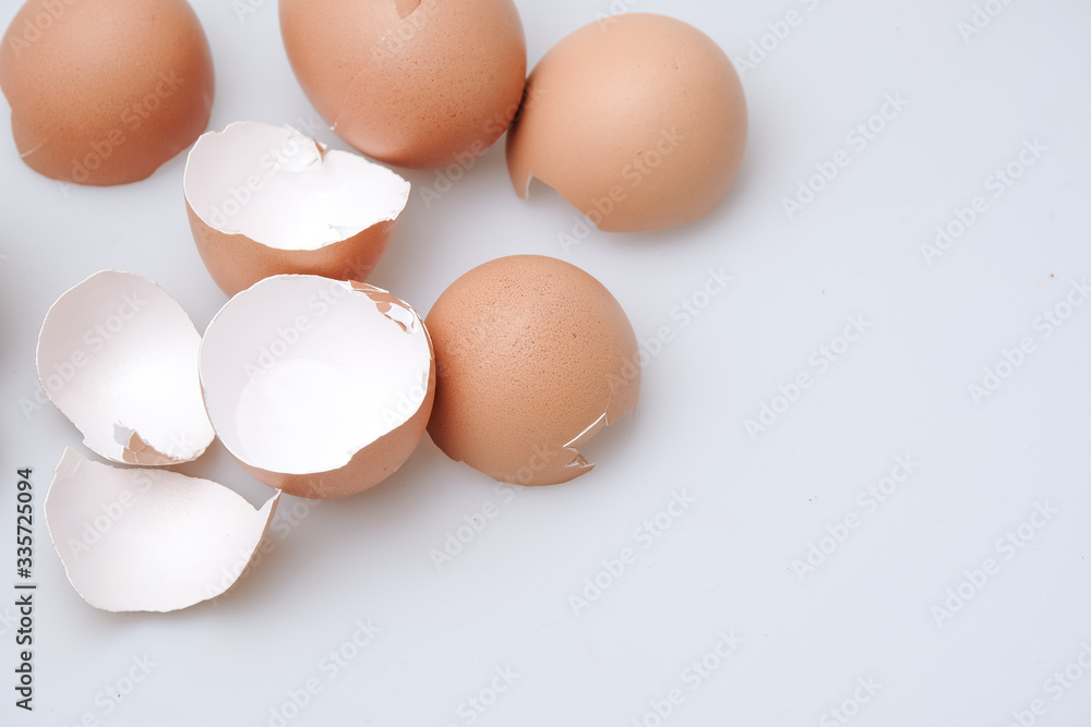 Broken egg shell on white background Broken egg shell on white background