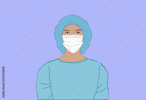 Vector illustration of a doctor in a medical mask. The concept of health care.