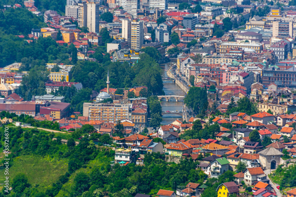 View to the foogy city of Sarajevo in Bosnia and Herzegovina