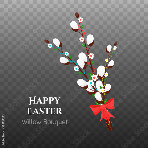 Vector cute isolated spring Easter willow branches
