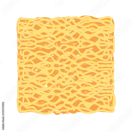 instant noodles cube isolated on white background, illustration ramen cubes or noodle for clip art, instant noodle rectangular block for fast food, ramen simple and flat drawing for icon infographics
