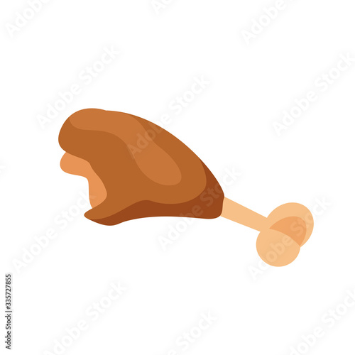 chicken drumstick isolated on white background, fried chicken leg leftover for waste food concept, illustration chicken thighs icon fried food, waste food from leftover chicken drumstick