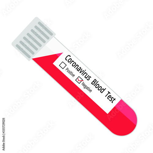 Coronavirus blood test. Positive or negative for Covid-19. Tube vector