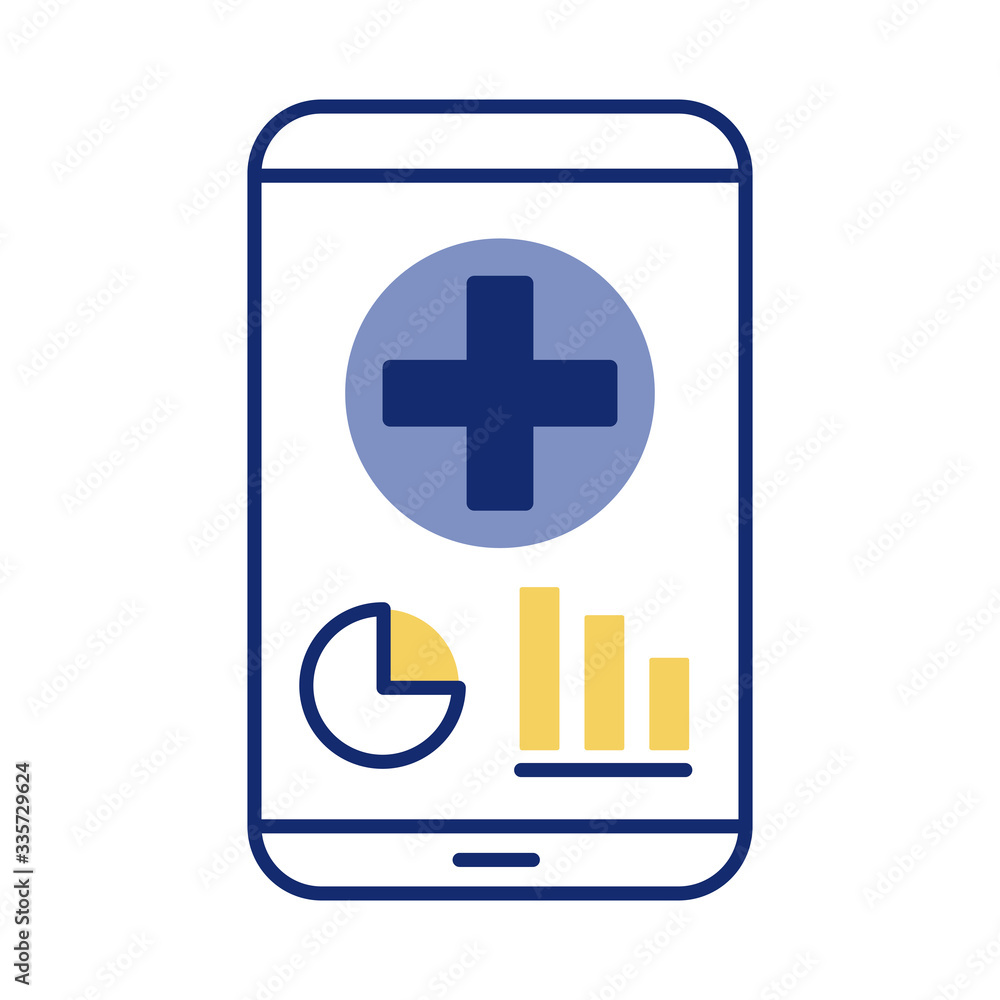 Fototapeta premium smartphone with medical cross health online line style