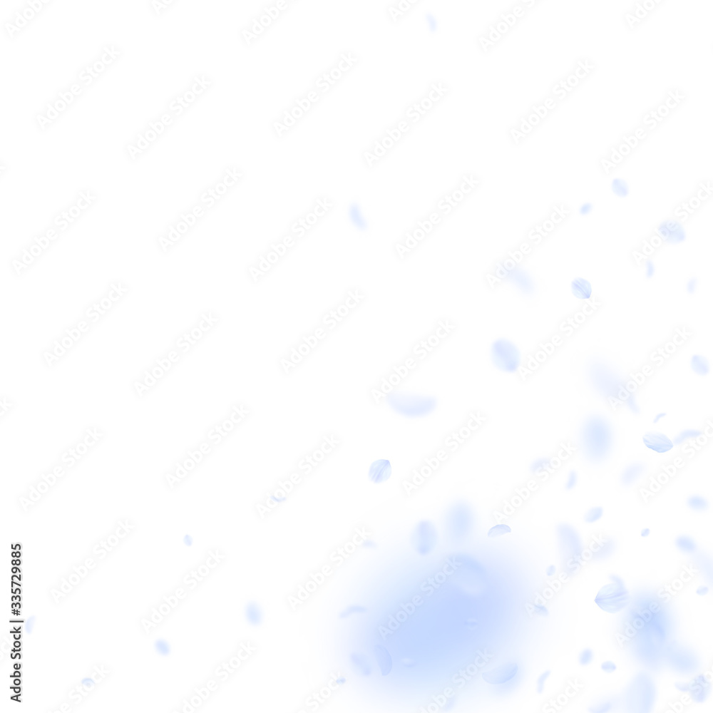 Light blue flower petals falling down. Glamorous r Light blue flower petals falling down. Glamorous r
