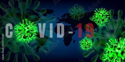 Coronavirus disease COVID-19 infection medical . world pathogen respiratory influenza covid virus cells. New official name for Coronavirus disease named COVID-19 using as background and wallpaper.