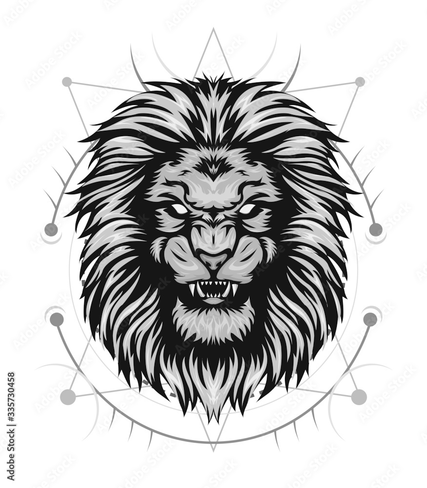 Obraz premium Angry lion king head logo