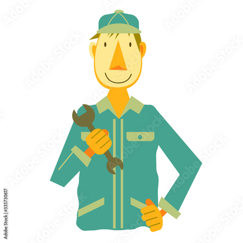 male mechanic face expression icon