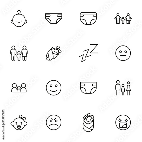 Icon set of baby.