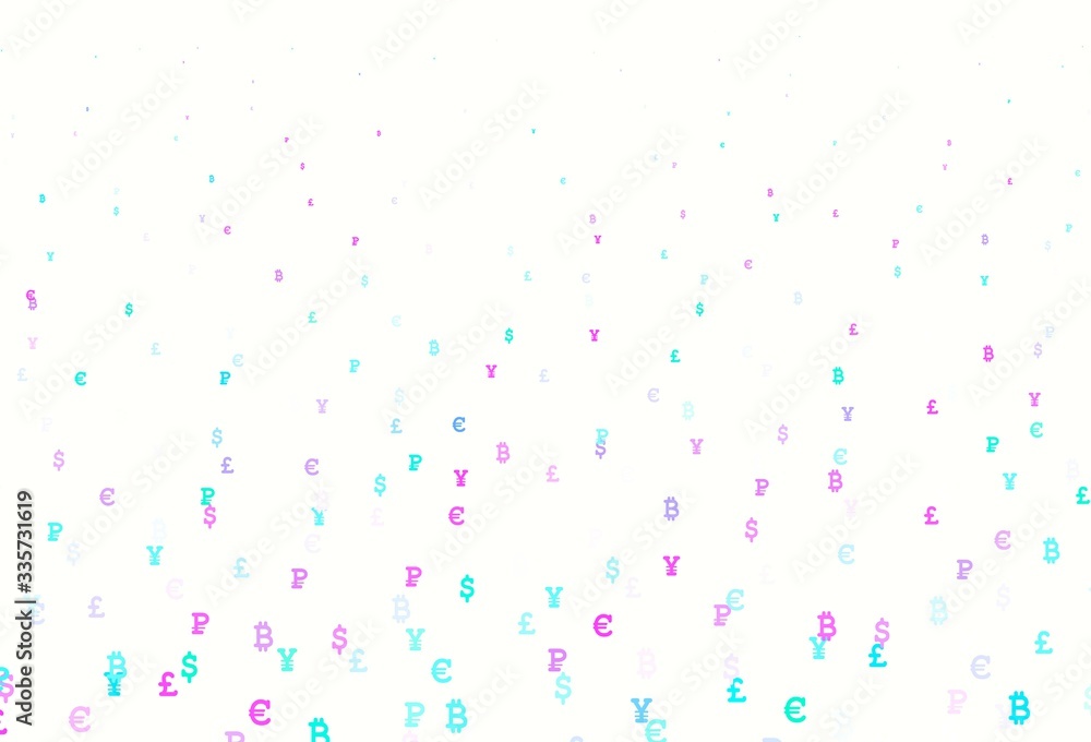 Light Pink, Blue vector pattern with symbols of currency. Light Pink, Blue vector pattern with symbols of currency.