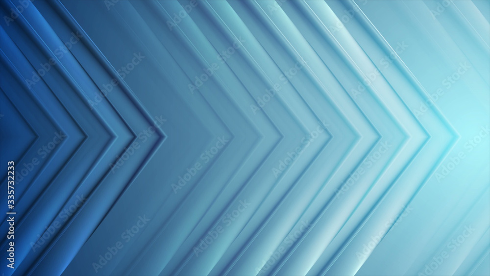 Fototapeta premium Bright blue shiny glossy arrows background