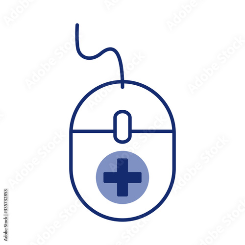 medical cross symbol in mouse computer line style