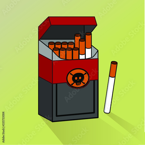Flat 3D model of harmful and killing health pack of cigarettes with the emblem of skull and bones on it.