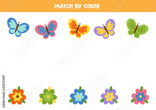 Match colorful butterflies and flowers by color.
