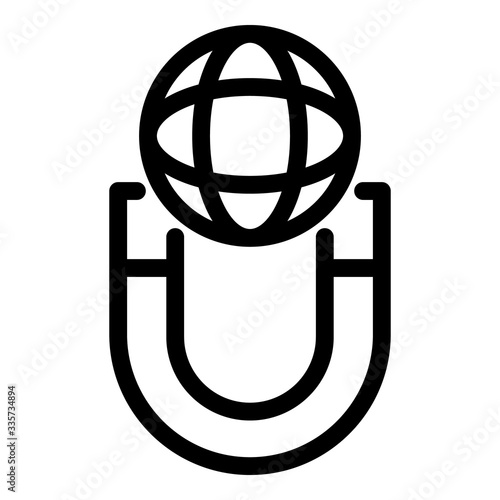 Earth gravity icon. Outline Earth gravity vector icon for web design isolated on white background