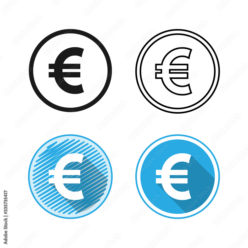 flat and thin line icons for Euro,vector illustrations flat and thin line icons for Euro,vector illustrations