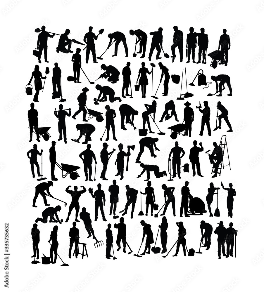 People Working Activity Silhouettes, art vector design People Working Activity Silhouettes, art vector design