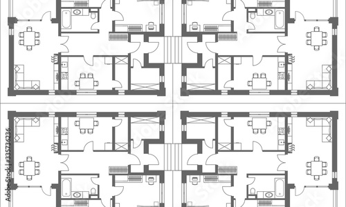 Architectural background. Part of architectural project, architectural plan of a residential building.
