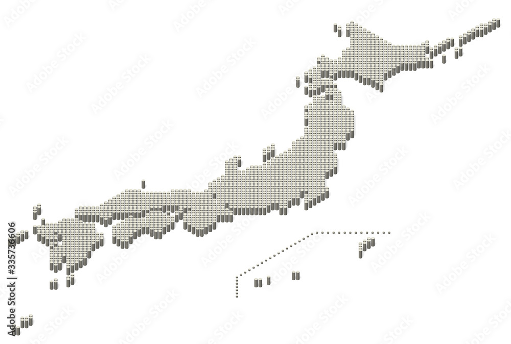 日本地図 白地図 ドットマップ 3d Stock Illustration Adobe Stock