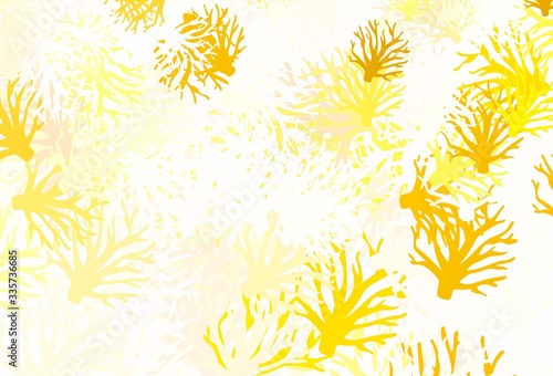 Light Green, Yellow vector doodle background with branches.