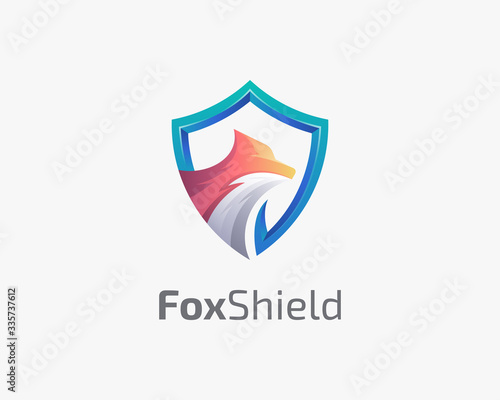 Creative colorful fox shield logo