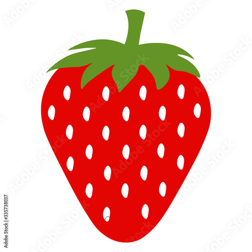 Garden strawberry fruit or strawberries flat color vector icon for food apps and websites