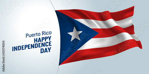 Puerto Rico independence day greeting card, banner, vector illustration