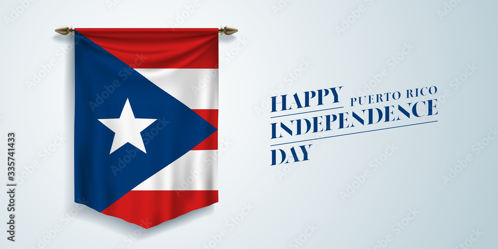 Puerto Rico independence day greeting card, banner, vector illustration
