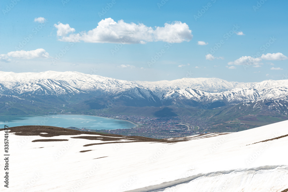 Tatvan, Bitlis - Turkey. A view from Nemrut Caldera ( Nemrut Lake and Van Lake ) in Tatvan - Bitlis.