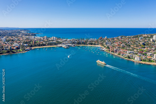 Aerial view on famous Manly Wharf and Manly, Sydney, Australia. © PicMedia
