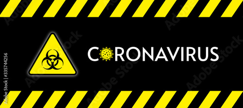 Coronavirus lockdown message for coronavirus outbreak situation. Virus hazard, pandemic, health risk concept vector illustration.