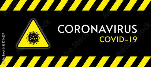 Coronavirus lockdown message for coronavirus outbreak situation. Virus hazard, pandemic, health risk concept vector illustration.