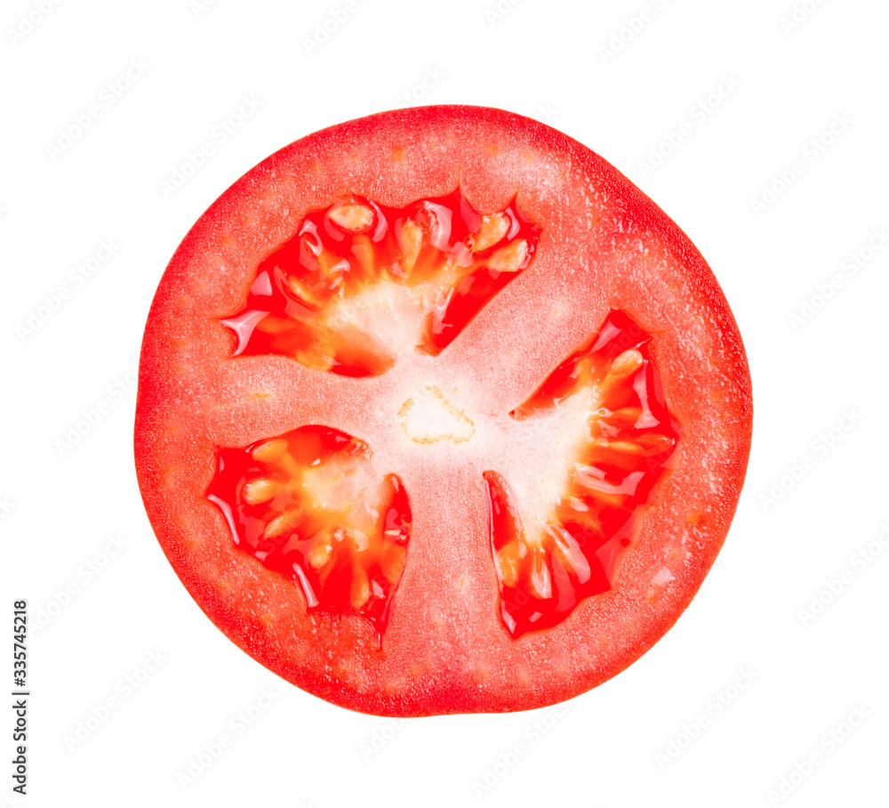 Slice of tomato on white background Slice of tomato on white background